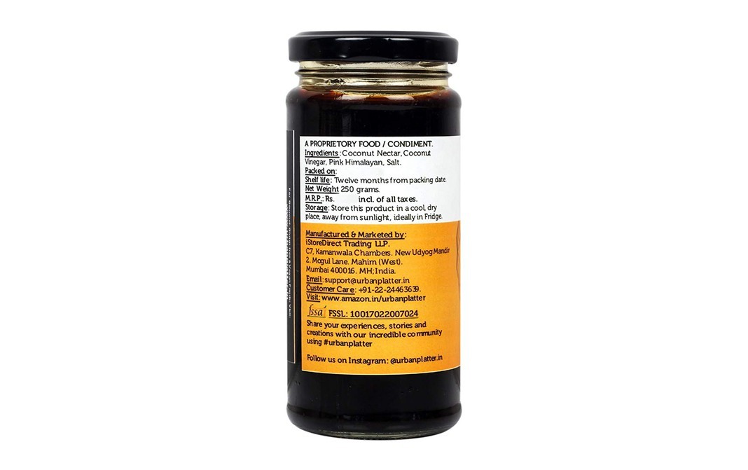 Urban Platter Coconut Aminos Seasoning Sauce   Glass Jar  250 millilitre
